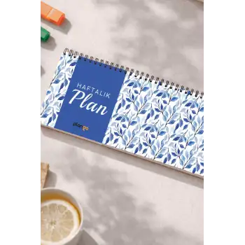 Tarihsiz Spiralli Haftalık Masaüstü Planlayıcı - YAPRAKLAR - 10x30 cm Plango
