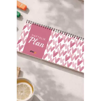 Tarihsiz Spiralli Haftalık Masaüstü Planlayıcı - KALPLER - 10x30 cm Plango