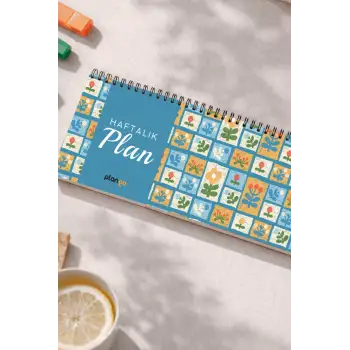 Tarihsiz Spiralli Haftalık Masaüstü Planlayıcı - KUTU ÇİÇEKLER - 10x30 cm Plango