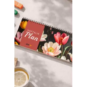 Tarihsiz Spiralli Haftalık Masaüstü Planlayıcı - LALE  - 10x30 cm Plango