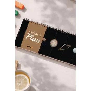 Tarihsiz Spiralli Haftalık Masaüstü Planlayıcı - GÜNEŞ SİSTEMİ  - 10x30 cm Plango