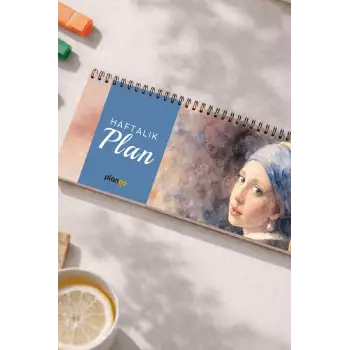 Tarihsiz Spiralli Haftalık Masaüstü Planlayıcı - İNCİ KÜPELİ KIZ - 10x30 cm Plango