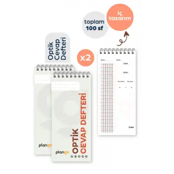 Optik Cevap Defteri KUM BEYAZI (2 Adet - 100 Sayfa) Sınava Hazırlık Optik Form Defteri - Plango
