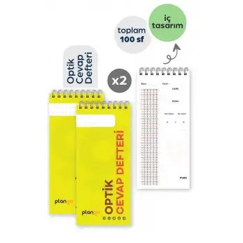 Optik Cevap Defteri SARI (2 Adet - 100 Sayfa) Sınava Hazırlık Optik Form Defteri - Plango