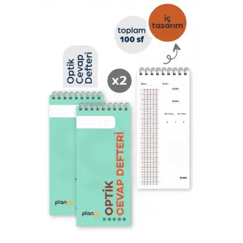 Optik Cevap Defteri YEŞİL (2 Adet - 100 Sayfa) Sınava Hazırlık Optik Form Defteri - Plango