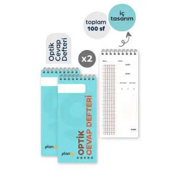 Optik Cevap Defteri TURKUAZ (2 Adet - 100 Sayfa) Sınava Hazırlık Optik Form Defteri - Plango