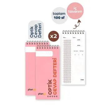 Optik Cevap Defteri PUDRA (2 Adet - 100 Sayfa) Sınava Hazırlık Optik Form Defteri - Plango