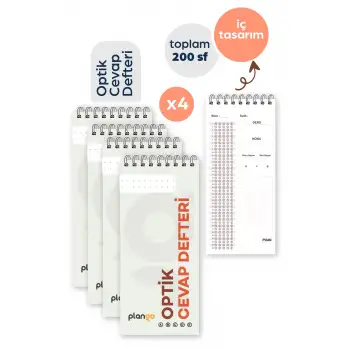 Optik Cevap Defteri KUM BEYAZI (4 Adet - 200 Sayfa) Sınava Hazırlık Optik Form Defteri - Plango