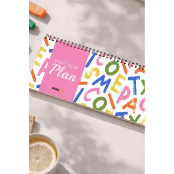 Tarihsiz Spiralli Haftalık Masaüstü Planlayıcı - Karışık Harfler - 10x30 cm Plango
