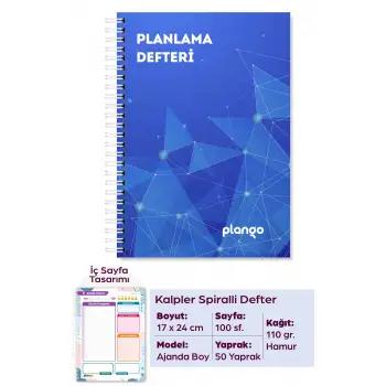 Mavi Işıklar Günlük Planlayıcı Defter - Ders Çalışma Planlayıcı Defteri - Planlama Defteri
