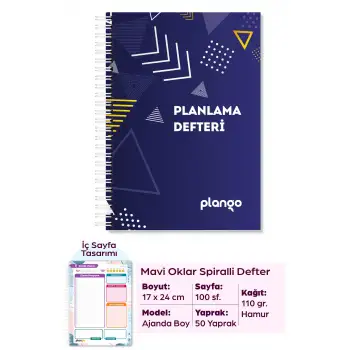 Mavi Üçgenler Günlük Planlayıcı Defter -  Ders Çalışma Planlayıcı Defteri - Planlama Defteri