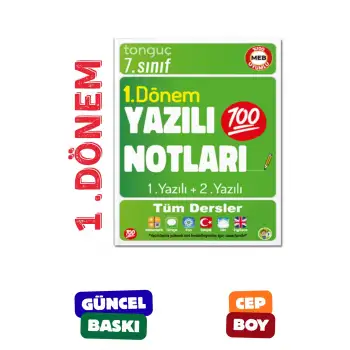 7. Sınıf Yazılı Notları 1. Dönem 1 ve 2. Yazılı Konu Özetli - Tonguç Yayınları