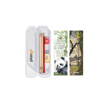 Kurşun Kalem Seti + Kitap Ayracı - PANDA ve DOĞA Temalı - 400 Gr Karton