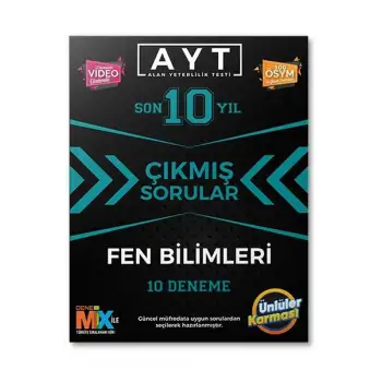 AYT Fen Bilimleri Çıkmış Sorular Tıpkı Basım 10 Deneme Ünlüler Karması