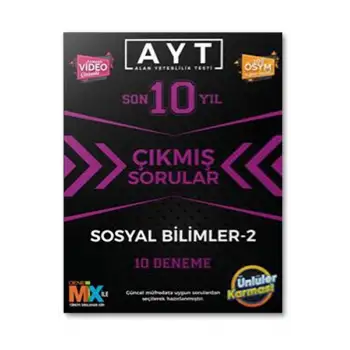 AYT Sosyal Bilimler-2 Çıkmış Sorular Tıpkı Basım 10 Deneme Ünlüler Karması