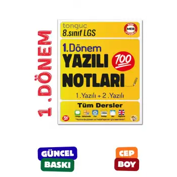 8. Sınıf Yazılı Notları 1. Dönem 1 ve 2. Yazılı Konu Özetli - Tonguç Yayınları