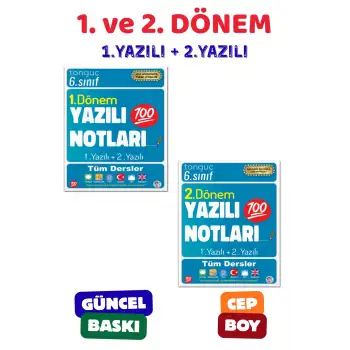 6. Sınıf Yazılı Notları Seti - 2 Kitap - 1. ve 2. Dönem - 1 Ve 2 Yazılı - Tonguç Akademi