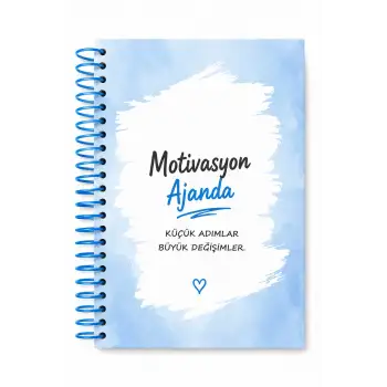 Motivasyon Ajandam MAVİ - Pastel Seri - Stickerlı - Tarihsiz - 160 Sayfa - Sert Kapak