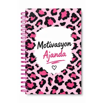 Motivasyon Ajandam PEMBE SİYAH - Pastel Seri - Stickerlı - Tarihsiz - 160 Sayfa - Sert Kapak