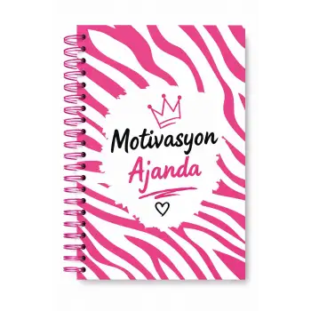 Motivasyon Ajandam KIRMIZI BEYAZ - Pastel Seri - Stickerlı - Tarihsiz - 160 Sayfa - Sert Kapak