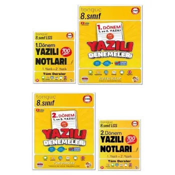 8. Sınıf Yazılı NOTLARI ve DENEMELERİ - 1 ve 2. Dönem - Tonguç Yayınları