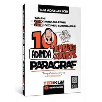 Tüm Adaylar İçin 10 Adımda Paragraf Video Konu Anlatımlı ve Video Çözümlü Soru Bankası Yediiklim Yayınları