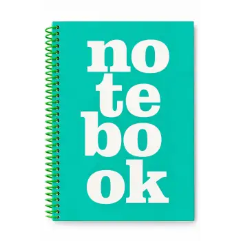 17x24 Spiralli Notebook Desen Sert Kapak Defter YEŞİL (Kareli - 100 yaprak)
