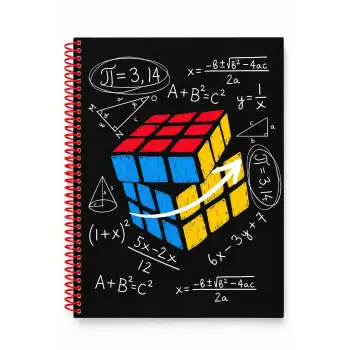 17x24 Spiralli Trend Desen Sert Kapak Defter - ZEKA KÜPÜ (Kareli - 100 Yaprak)