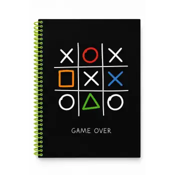 17x24 Spiralli Trend Desen Sert Kapak Defter - GAME OVER (Kareli - 100 Yaprak)