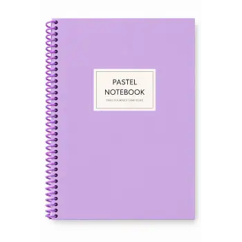 17x24 Spiralli Pastel Desen Sert Kapak Defter - MOR (Kareli - 100 Yaprak)