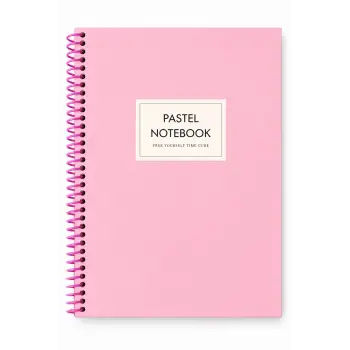 17x24 Spiralli Pastel Desen Sert Kapak Defter - PEMBE (Kareli - 100 Yaprak)