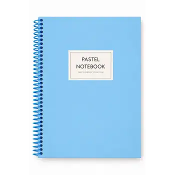 17x24 Spiralli Pastel Desen Sert Kapak Defter - MAVİ (Kareli - 100 Yaprak)