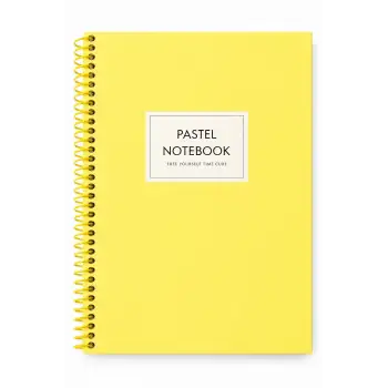17x24 Spiralli Pastel Desen Sert Kapak Defter - SARI (Kareli - 100 Yaprak)