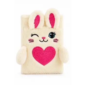 14x20 Peluş Hayvan Defter Serisi - BUNNY CREAM  (Çizgili - 80 Yaprak)