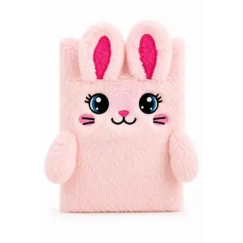 14x20 Peluş Hayvan Defter Serisi - BUNNY PINK (Çizgili - 80 Yaprak)