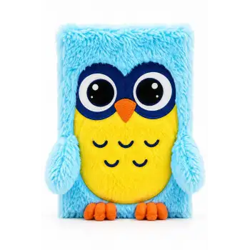 14x20 Peluş Hayvan Defter Serisi - OWL BLUE  (Çizgili - 80 Yaprak)