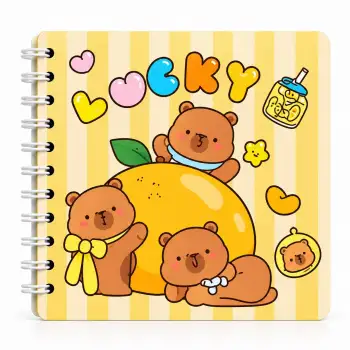 13,5 x 13,5 Spiralli Capybara Defter Serisi - LUCKY (ÇİZGİLİ - 60 Yaprak)