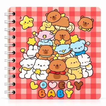 13,5 x 13,5 Spiralli Capybara Defter Serisi - LOVELY BABY (ÇİZGİLİ - 60 Yaprak)