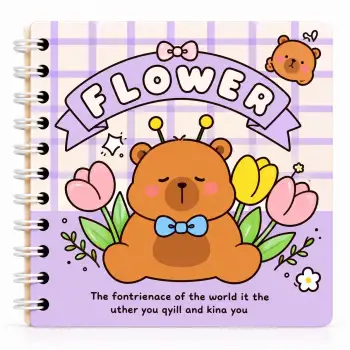 13,5 x 13,5 Spiralli Capybara Defter Serisi - FLOWER (ÇİZGİLİ - 60 Yaprak)