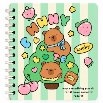 13,5 x 13,5 Spiralli Capybara Defter Serisi - HUNY (ÇİZGİLİ - 60 Yaprak)