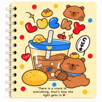 13,5 x 13,5 Spiralli Capybara Defter Serisi - LUCKY CUT (ÇİZGİLİ - 60 Yaprak)