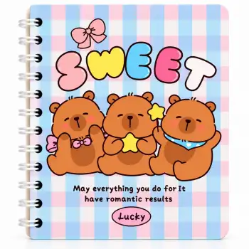 13,5 x 13,5 Spiralli Capybara Defter Serisi - SWEET (ÇİZGİLİ - 60 Yaprak)