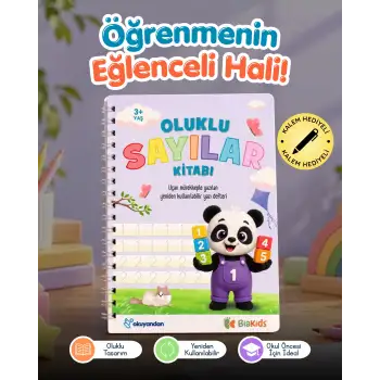 Oluklu SAYILAR Kitabı - Sihirli Uçan Kalem Hediyeli - Kabartmalı SAYI Defteri ile SAYILARI Hızla Öğren
