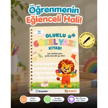 Oluklu GÜZEL YAZI Kitabı - Sihirli Uçan Kalem Hediyeli - Kabartmalı GÜZEL YAZI Defteri