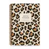 17x24 Spiralli Leopar Desen Sert Kapak Defter - KAHVE KREM (Kareli - 100 Yaprak)