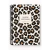 17x24 Spiralli Leopar Desen Sert Kapak Defter - KAHVE BEYAZ (Kareli - 100 Yaprak)