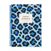 17x24 Spiralli Leopar Desen Sert Kapak Defter - MAVİ (Kareli - 100 Yaprak)