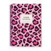 17x24 Spiralli Leopar Desen Sert Kapak Defter - PEMBE (Kareli - 100 Yaprak)
