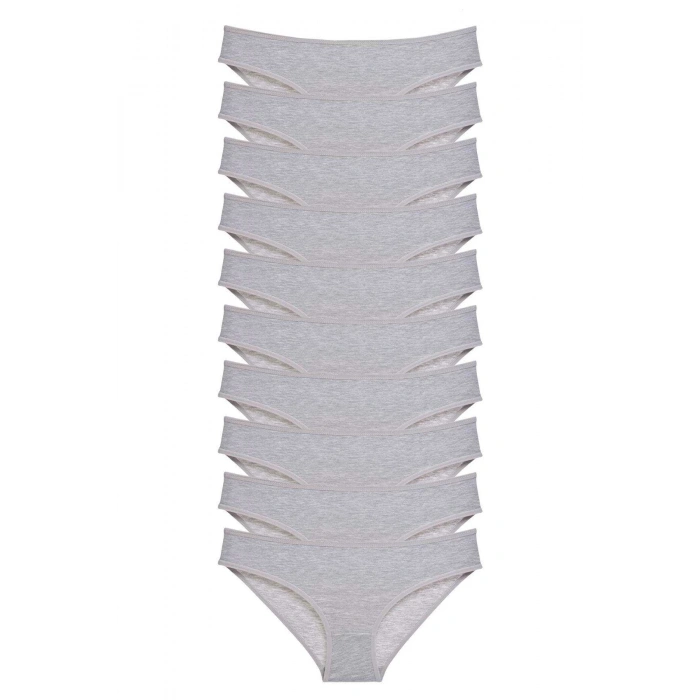 10 Adet Süper Eko Set Likralı Kadın Slip Külot Gri