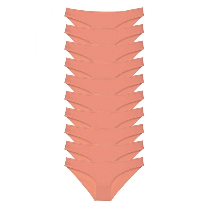 10 Adet Süper Eko Set Likralı Kadın Slip Külot Pudra